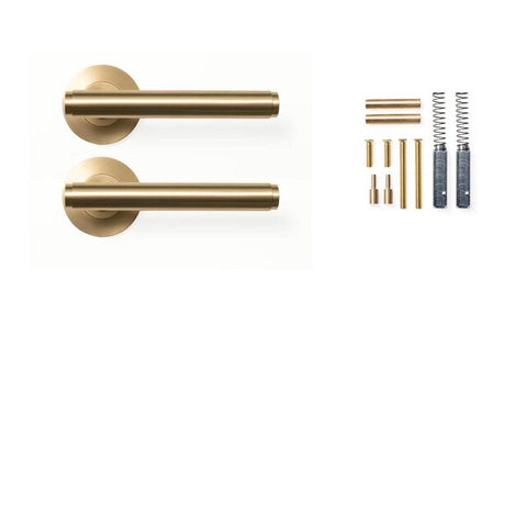 Momo Bellevue Plain Dummy Lever Door Handle Set Brushed Satin Brass