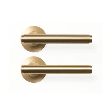 Momo Bellevue Plain Dummy Lever Door Handle Set Brushed Satin Brass