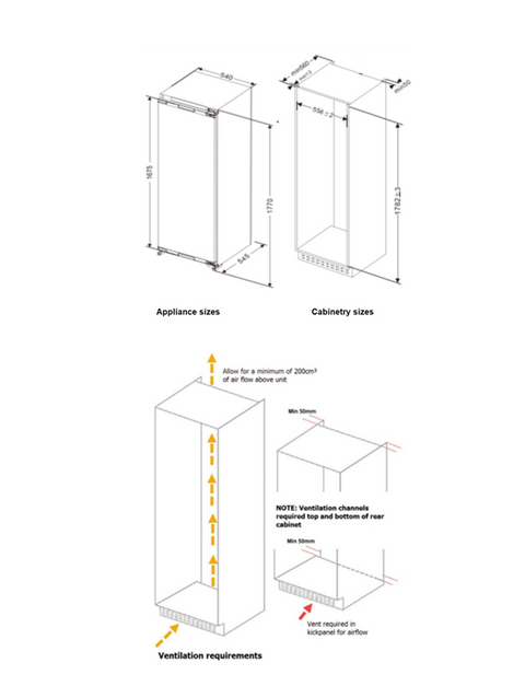 Schmick Integrated Upright Built In Fridge - Model MSL330