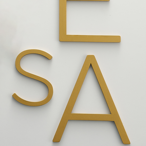 Oversized Smooth Solid Brass Floating Lettering | Gold 25cm - 40cm