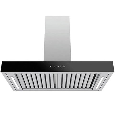 900mm Black Glass Fascia Canopy Rangehood