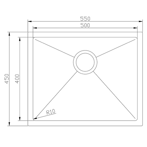 Sink Single Bowl Stainless Steel 550mm