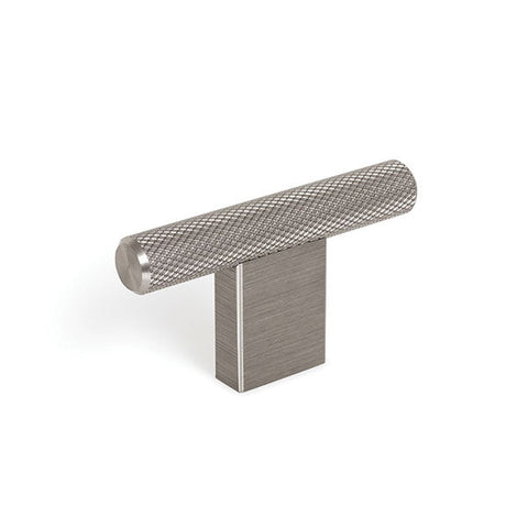 Graf Knurled T Knob 60mm Dull Brushed Nickel