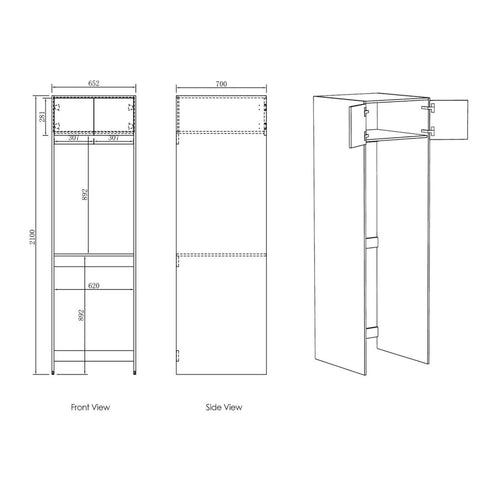 Hampshire White Laundry Cabinet Set 1960x600x2100 (Set C)