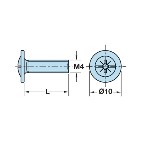 Häfele M4 Handle Screws in galvanised steel