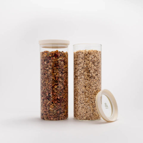 Wategos Round Glass Pantry Jars | Oat Milk