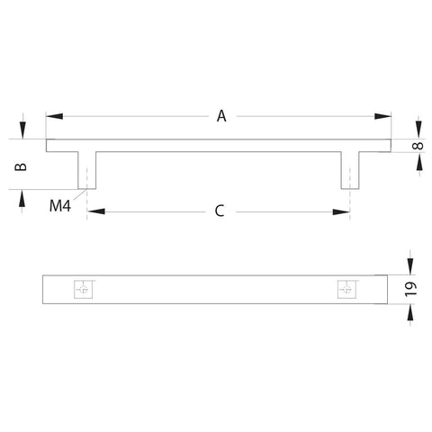 Häfele aluminium furniture handle in anodised silver