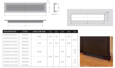 Aluminium Vent 400mm x 80mm
