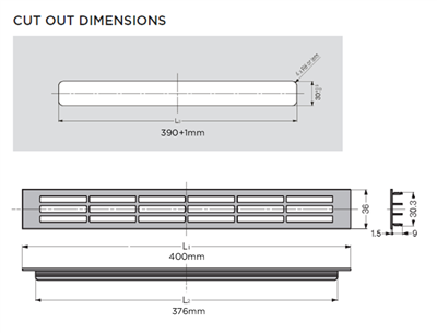 Aluminium Louvred Vent | 400 x 30 mm