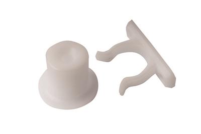 Door Catch White Plastic Stop & Fork 25mm