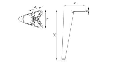 Tapered Decorative Furniture Leg 200mm X 32mm