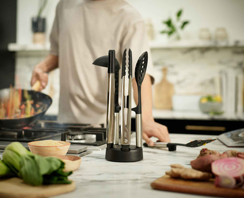 Elevate™ Fusion 5-piece Stainless-steel Utensil Set with Compact Stand