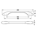 Furniture Handle H1515 Finish: Nickel plated brushedNickel plated black polished Hole centres: 160/192 mm Dimensions: 230 x 27 mm Note: Please order screws separately:022.35.225: 22mm Screws for use with all Häfele handles where panel thickness is 16 - 18
