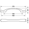 Furniture Handle H1970 Finish: Iron ColouredAntique TinAntique Brass Hole centres: 128/160 mm Dimensions: 170 x 25 mm Note: Please order screws separately:022.35.225: 22mm Screws for use with all Häfele handles where panel thickness is 16 - 18mm022.35.387