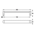 Furniture Handle H1365 Finish: White, Nickel plated brushedBlack, Nickel plated brushed Hole centres: 192 mm Dimensions: 202 x 30 mm Note: Please order screws separately:022.35.225: 22mm Screws for use with all Häfele handles where panel thickness is 16 -