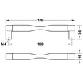 Furniture Handle H1925 Finish: Brass Brushed PlatedAntique Brass PlatedBlack Matt Hole centres: 160 mm Dimensions: 176 x 36 mm Note: Please order screws separately:022.35.225: 22mm Screws for use with all Häfele handles where panel thickness is 16 - 18mm0