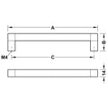 Furniture Handle H1935 Material: Zinc alloy Finish: Nickel BrushedBlack AnodisedGrey AnodisedBlack Matt Rough Finish Hole centres: 128 mm160 mm192 mm Dimensions: 142 x 34 mm174 x 34 mm206 x 34 mm Note: Please order screws separately:022.35.225: 22mm Screw