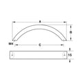 Furniture Handle Studio Finish: Chrome plated mattStainless steel coloured Hole centres: 96 mm128 mm Dimensions: 106 x 32 mm146 x 29 mm Note: Please order screws separately:022.35.225: 22mm Screws for use with all Häfele handles where panel thickness is 1