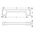Furniture Handle Nickel Matt Material: Zink-Alloy Finish: Nickel Plated Matt Hole centres (C): 160 mm Dimensions (A x B x D): 187 x 37 x 17 mm Note: Please order screws separately:022.35.225: 22mm Screws for use with all Häfele handles where panel thickne