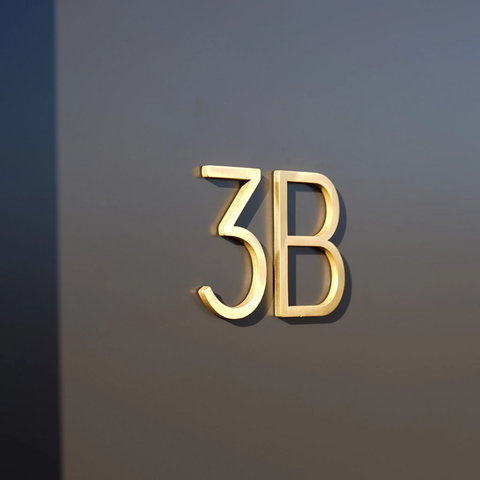 10–20cm smooth solid brass floating letters, stylish signage for doors, walls, and furniture
