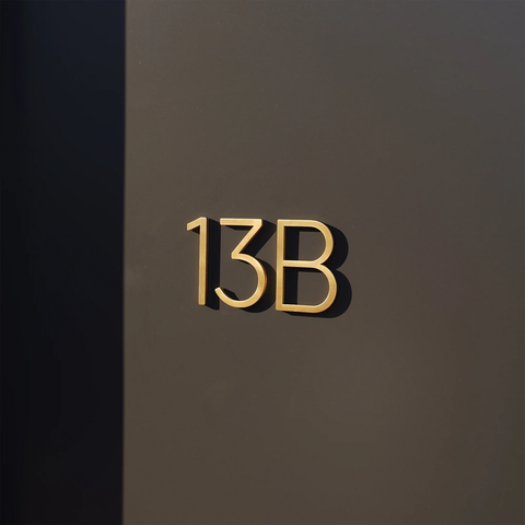 10–20cm smooth solid brass floating letters, stylish signage for doors, walls, and furniture