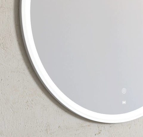 BONDI LED Round Metal Frame Mirror 800x800mm Matte White