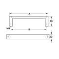Furniture Handle Urban Finish: Stainless steel coloured Hole centres: 128 mm160 mm Dimensions: 138 x 26 mm170 x 26 mm Note: Please order screws separately:022.35.225: 22mm Screws for use with all Häfele handles where panel thickness is 16 - 18mm022.35.387