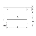 Furniture Handle Studio Finish: Chrome plated mattStainless steel coloured Hole centres: 128 mm Dimensions: 161 x 19 mm Note: Please order screws separately:022.35.225: 22mm Screws for use with all Häfele handles where panel thickness is 16 - 18mm022.35.3