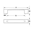 Furniture Handle Urban Finish: Stainless steel coloured Hole centres: 128 mm160 mm Dimensions: 172 x 30 mm205 x 30 mm Note: Please order screws separately:022.35.225: 22mm Screws for use with all Häfele handles where panel thickness is 16 - 18mm022.35.387