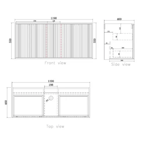 Vanity MARLO Wall Hung 1200mm Matte Black