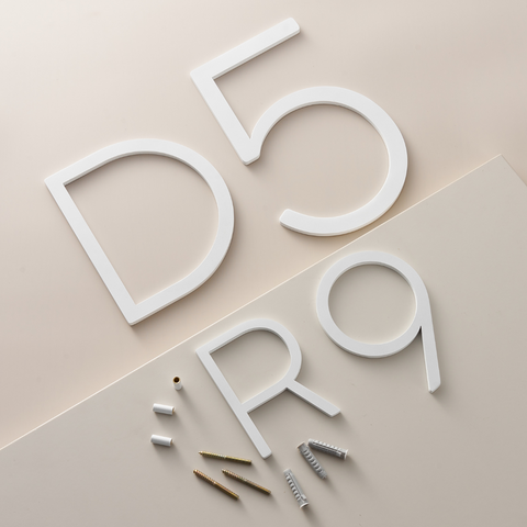 Smooth Solid Brass Floating Numbers | White 10cm - 20cm