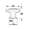 Antique Knob Studio Finish: Antique ironAntique brassAntique pewterBlack mattNickel-plated brushed Dimensions: 34 x 25 mm Note: Please order screws separately:022.35.225: 22mm Screws for use with all Häfele handles where panel thickness is 16 - 18mm022.35