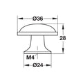 Furniture Knob Urban Finish: Chrome plated polishedNickel plated matt Dimensions: Ø36 x 28 mm Note: Please order screws separately:022.35.225: 22mm Screws for use with all Häfele handles where panel thickness is 16 - 18mm022.35.387: 38mm Screws for use wi