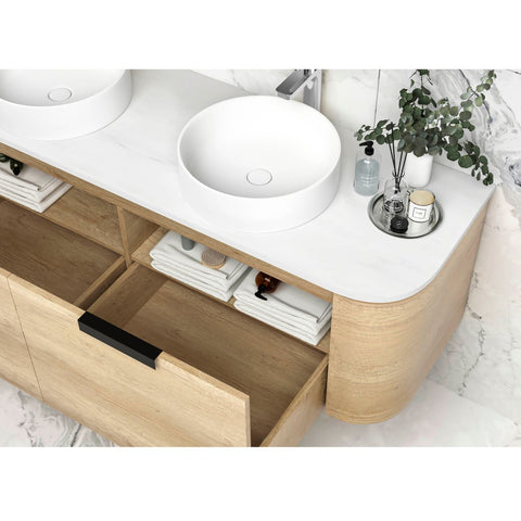 COOGEE Wall Hung Curve Vanity Natural Oak (All Sizes)