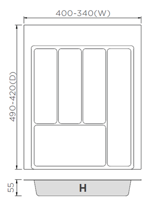 Krome Cutlery Insert 490mm D
