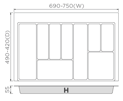 Krome Cutlery Insert 490mm D