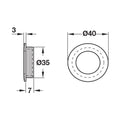 Flush Handle Studio Finish: Silver coloured anodised Mounting: For glue fixing Dimensions: Ø40 x 10 mm Note: Please order screws separately:022.35.225: 22mm Screws for use with all Häfele handles where panel thickness is 16 - 18mm022.35.387: 38mm Screws f