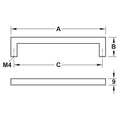 Studio Furniture Handle | 4 Finishes | 7 Sizes Material: Zinc-alloy Finish: Chrome-plated, polishedChrome-plated, mattBlack, mattBrass, brushed Hole Centres: 96 mm128 mm160 mm192 mm224 mm320 mm Dimensions: 105 x 28 mm137 x 28 mm169 x 28 mm201 x 28 mm233 x
