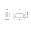 Flush Handle Studio Finish: Outer: Silver coloured mattInside: Black Mounting: For glue fixing Dimensions: 84 x 38 mm Note: Please order screws separately:022.35.225: 22mm Screws for use with all Häfele handles where panel thickness is 16 - 18mm022.35.387