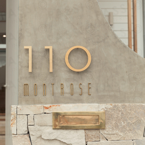 Solid Aluminium Floating House Number | Gold 15cm