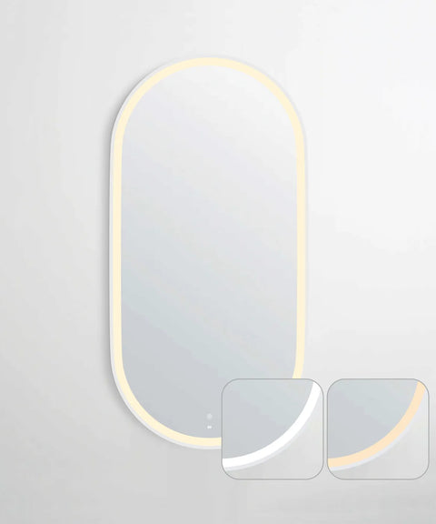 NOOSA LED Oval Metal Framed Mirror 900x450mm Matte White