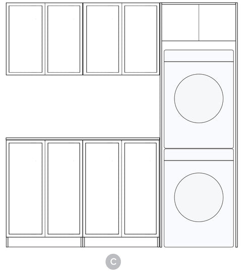 Hampshire White Laundry Cabinet Set 1960x600x2100 (Set C)