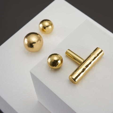 Otto Solid Brass Hammered Spherical Knob | Polished Gold S - L