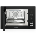 Hafele 25L Integrated Convention Microwave Touch Control Features: 25 Litre capacityFrameless black glassWhite LED display with touch controlsDefrost by weight and timeStainless steel cavity10 Pre-set food typesChild lockTimer900W Microwave power1100W Gri