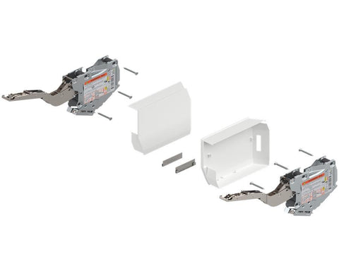 Blum AVENTOS Overhead Stay HK-S Lift Mechanism Set with TIP-ON in White. Power Factor: 960 - 2215. Cabinet height to maximum of 600mm *20K2E00.06*