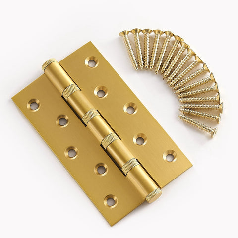 Cross-Knurled Solid Brass Butt Hinge | Gold S - M