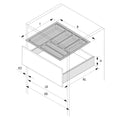 Hettich OrgaTray 440 white plastic cutlery insert for kitchen drawers, adjustable tray for organized utensil storage.