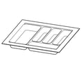 Hettich OrgaTray 440 white plastic cutlery insert for kitchen drawers, adjustable tray for organized utensil storage. OrgaTray 440 kitchen drawer organizer for cabinet widths 401–450 mm