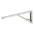 Folding Bracket - 30kg capacity per pair Material: Steel Version: With locking mechanism and spring loaded support Finish: Yellow chromatised Capacity: 15 kg per piece (30 kg per pair) Function: Press integral release button to fold down Packing: 1 piece