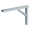 Adjustable Folding Bracket Material: Steel Version: With locking mechanism Finish: White coated Capacity: 75 kg per piece (150 kg per pair) Function: To raise bracket lift support arm and allow to engage automaticallyTo fold down lift the support arm and